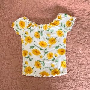 Off the Shoulder Sunflower Top